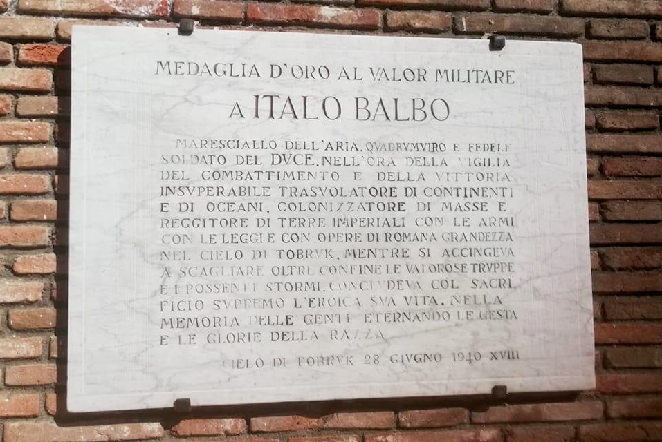 Targa commemorativa di Italo Balbo